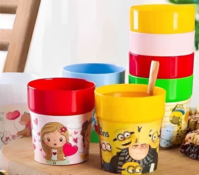 Set Of 4 Cartoon Glass, 250ml Unbreakable Plastic Glass For Kids, Cartoon Printed Cups, Premium Drinking Glasses For Kids Toddlers, Plastic Tumbler Cups Set Of 4 Cartoon Glass, 250ml Unbreakable Plastic Glass For Kids, Cartoon Printed Cups, Premium Drinking Glasses For Kids Toddlers, Plastic Tumbler Cups